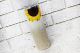 Sunflower Cup Insulated Glitter Tumbler, 30 Ounce skinny tumbler with straw, gold and white glitter sunflower cup, sunshine glitter cup