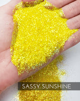 Sassy Sunshine Yellow polyester glitter, .015 hex glitter, fine yellow glitter for tumblers, affordable and fast glitter for tumblers, poly