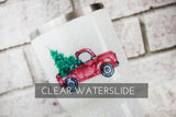 Vintage red truck Christmas waterslide decals, glitter tumbler decals, ready to use waterslide, sealed waterslide for glitter cups, supply