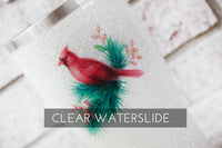 Red Cardinal waterslide decals, glitter tumbler decals, ready to use waterslide, sealed waterslide for glitter cups, Christmas cup decals