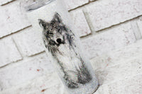 Glitter Wolf Cup, Silver and White glitter cup, custom glitter tumbler, travel cup, Elegant glitter cup, travel coffee tumbler with straw