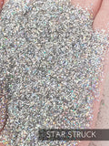 Star Struck Holographic glitter .015 hex poly, glitter for tumbler making, fine polyester glitter, silver holographic glitter tack it method
