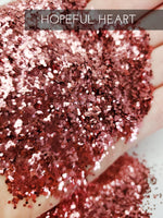 Hopeful heart glitter, metallic rose glitter, .040 small chunky glitter for tumbler, glitter supply, premium pink chunky glitter affordable