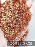 Copper Craze .015 hex poly glitter, affordable Copper colored glitter for tumblers, fine polyester glitter, deep gold glitter for cup making