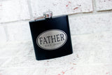 Custom engraved Flask, Father gift ideas, Groomsmen gift ideas, Bridal party gifts, custom designed flask favors, 6 ounce black etched flask