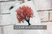 Fall tree clear waterslide decal, ready to use waterslide decal, glitter tumbler making supply, sealed waterslide image for fall, fall tree