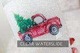 Vintage red truck Christmas waterslide decals, glitter tumbler decals, ready to use waterslide, sealed waterslide for glitter cups, supply