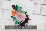 Watercolor floral waterslide decal, flower water slide, bride decal, DIY glitter tumbler, Large waterslide decal, glitter tumbler supply