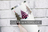 Plaid Christmas Waterslide Decal, Christmas Tree Glitter Cups, Ready to Use Waterslide Decal, Red and Black Plaid Tree Decor, DIY Waterslide
