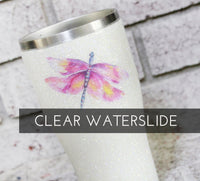 Pink Dragonfly Waterslide,  Glitter Tumbler Supplies, Clear Waterslide Decals, Ready to Use Waterslide, Glitter Tumbler Making, dragonfly