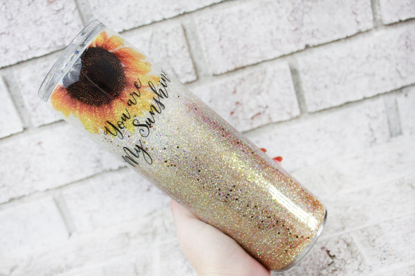 Sunshine glitter Cup Insulated Glitter Tumbler, 30 Ounce skinny
