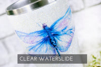 Dragon fly Clear Waterslide Decal for Tumbler making, Ready to use sealed waterslide images, Glitter Tumbler making supplies, cup making