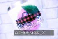 Red Truck Plaid Waterslide Tumbler, Glitter Tumbler Supplies, Clear Waterslide Decal, Ready to Use Waterslide Decal, Merry Christmas tumbler