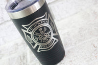 Firefighter tumblers, 20 ounce Fire Department Gift, fire and rescue, first responder gift, custom Tumblers, volunteer firefighter, fireman