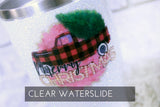 Red Truck Plaid Waterslide Tumbler, Glitter Tumbler Supplies, Clear Waterslide Decal, Ready to Use Waterslide Decal, Merry Christmas tumbler
