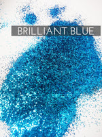 Brilliant Blue .015 hex poly glitter, affordable blue glitter for tumblers, fine polyester glitter, teal glitter for tumbler, beach blue