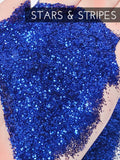 Stars & Stripes .015 hex poly glitter, affordable Americana Blue glitter for tumblers, fine polyester glitter, blue glitter for cup making