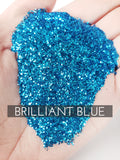 Brilliant Blue .015 hex poly glitter, affordable blue glitter for tumblers, fine polyester glitter, teal glitter for tumbler, beach blue