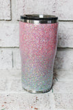 Pink and Silver Glitter Travel Tumbler, Custom Glitter tumblers, Personalized glitter cups, sparkle glitter gift ideas, teacher gifts