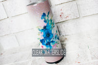 Blue flower bouquet, Large floral decal, Clear waterslide decal, ready to use waterslide decal, glitter tumbler supply, tumbler decal flower