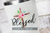 Blessed Cross Waterslide Decal, Ready to Use Waterslide decal, Clear waterslide decal image for glitter cup, glitter cup supply, Cross decal