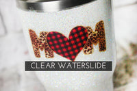 Leopard mom clear waterslide tumbler decal, waterslide decal for tumblers, waterslide image for glitter cup, mother day tumbler with leopard