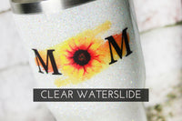 Sunflower mom clear waterslide tumbler decal, waterslide decal for tumblers, waterslide image for glitter cup, mother day tumbler sunflower