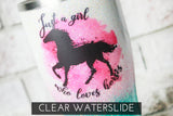 Loves Horses Waterslide decal for Glitter Tumbler, ready to use waterslide decal, clear waterslide for tumblers, Girl who loves horses decal