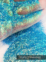 Perfect Paradise polyester cosmetic grade .015 hex poly blue glitter, tumbler glitter, fine poly glitter, iridescent blue tumbler glitter