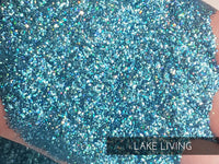 Lake Living Blue Holographic glitter .015 hex poly, tumbler making, fine polyester glitter, blue holographic glitter tack it, blue holo