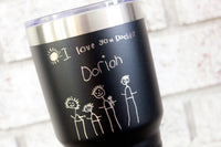30 ounce custom engraved tumbler, gifts for dad from kids, personalized gift, handwritten gift, handwritten gift ideas, personalized gift