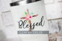Blessed Cross Waterslide Decal, Ready to Use Waterslide decal, Clear waterslide decal image for glitter cup, glitter cup supply, Cross decal