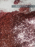 Perfect Pink .015 hex poly glitter, affordable pink glitter for tumbler making, fine polyester glitter, light rose pink glitter for tumbler