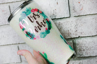 Rose Gold and white Tumbler with Succulents, Custom Glitter cups with succulent design, rose gold personalized with name, Custom travel cup