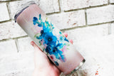 Dusty Rose Glitter Cup, Glitter Travel Cup, Blue Flower Glitter Cups, Double Water Tumblers with Straw, 20 Ounce Ombre Glitter Cup with Lid
