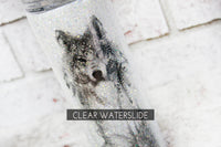 Black and White Wolf Waterslide, Clear Waterslide Image, Ready to Use Waterslide, With Love From Vinyl, how to Glitter Tumblers, Waterslide