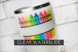 Crayon waterslide tumbler decal, waterslide decal for tumblers, waterslide image for glitter cups, Split Crayon image, teacher waterslide