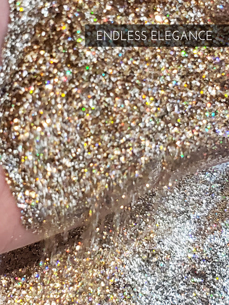 Endless Elegance cosmetic .015 hex poly gold halo glitter, tumbler making glitter, fine polyester glitter, Gold Holo glitter for tumbler