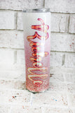 Rose Gold to Pink Ombre Glitter cup, Custom Name cup ideas, 30 ounce skinny custom glitter tumblers, glitter cups with straw, Pink Ombre cup