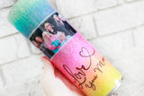 Rainbow Ombre 30 Oz cup with straw, Photo Glitter Cup, Glitter Tumbler with picture, 30 ounce skinny insulated travel cup, Photo Gifts