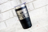 Custom engraved picture tumbler, insulated travel cup with photo, powder coated cup with lid, 20 ounce custom engraved tumbler, picture gift