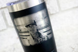 Custom engraved picture tumbler, insulated travel cup with photo, powder coated cup with lid, 20 ounce custom engraved tumbler, picture gift