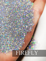 Firefly silver holographic glitter, Holor Silver glitter, .008 extra fine glitter for tumblers, glitter supplies, premium glitter affordable