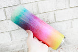 Ombre Rainbow 30 ounce skinny tumbler with straw, custom glitter cups, ombre glitter tumbler, insulated travel tumbler with lid, sparkle cup