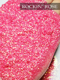 Rockin' Rose polyester cosmetic grade .015 hex poly Rose glitter, tumbler glitter, fine poly glitter, iridescent pink tumbler glitter