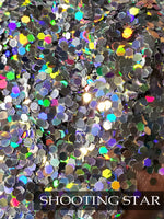 Shooting Star Chunky Silver Holographic glitter .062 hex poly, glitter for tumbler making, polyester glitter, silver chunky tumbler glitter
