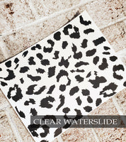 Cheetah Print clear waterslide, animal print waterslide, ready to use full sheet waterslide images, Sealed waterslide, leopard print