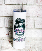 20 Ounce Mom Tumbler, Travel Tumblers for Mom, Full Colors tumblers, Sublimated Tumbler gifts, Skull Tumbler, Insulated Tumbler with Straw