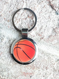 Basketball Key chain, Baller gift idea, keychain with basketball image, full color keychain, metal keychain with basketball, zipper pull