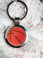 Basketball Key chain, Baller gift idea, keychain with basketball image, full color keychain, metal keychain with basketball, zipper pull